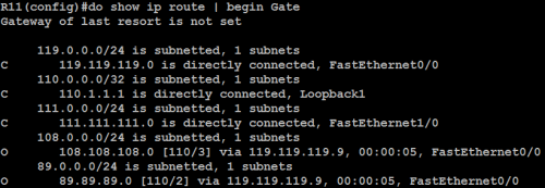 21. R11 routing table before Virtual Link